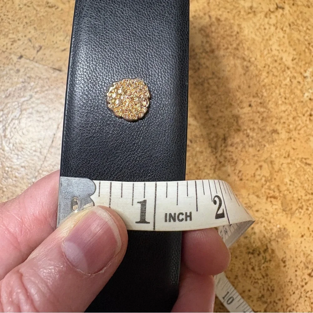 Vince Camuto Black Double Circle Faux Leather, Pearl, Crystal Detail Belt NWOT - Picture 14 of 14